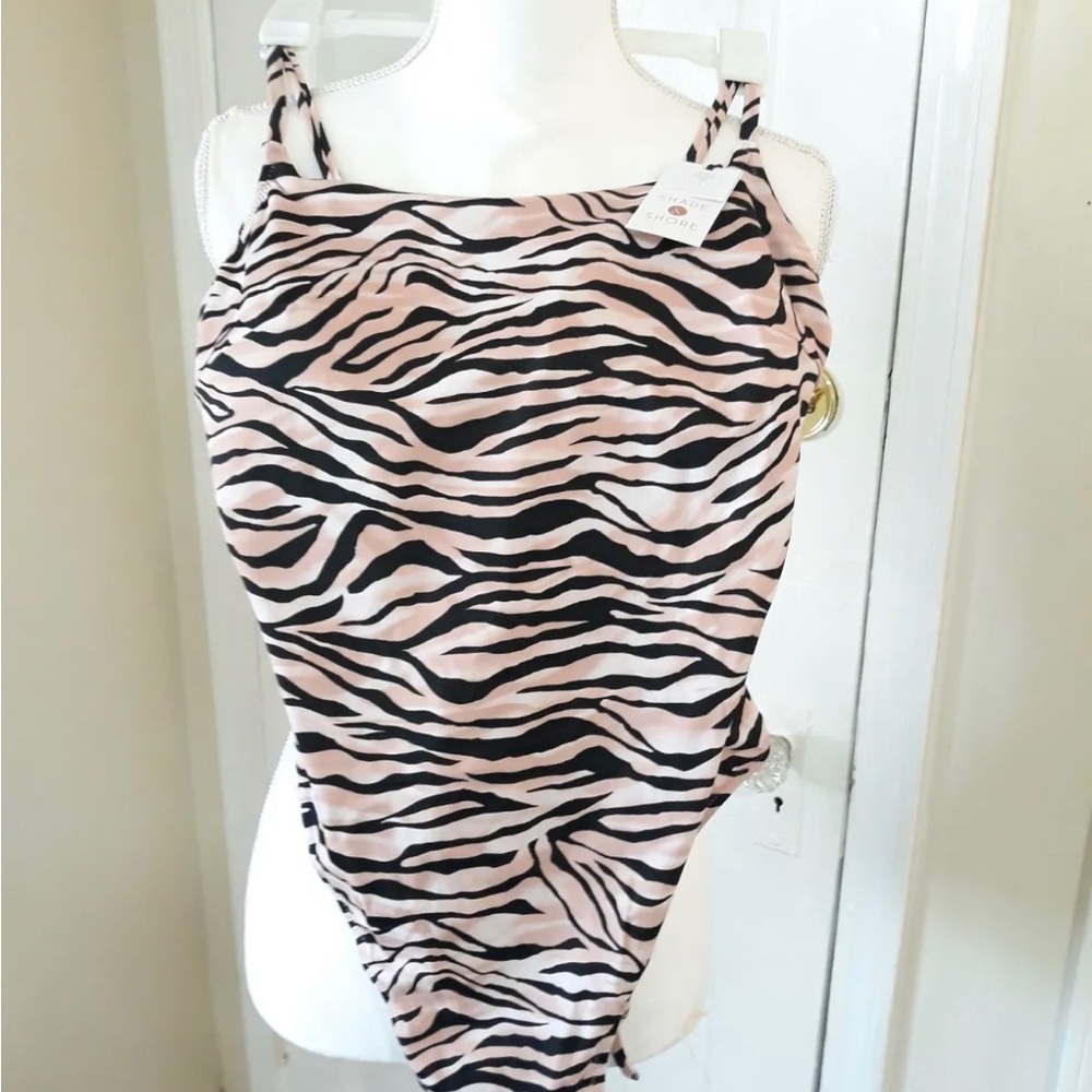 SHADE & SHORE One Piece Tiger Stripe Swimsuit Size Medium (8-10) New - Picture 5 of 8